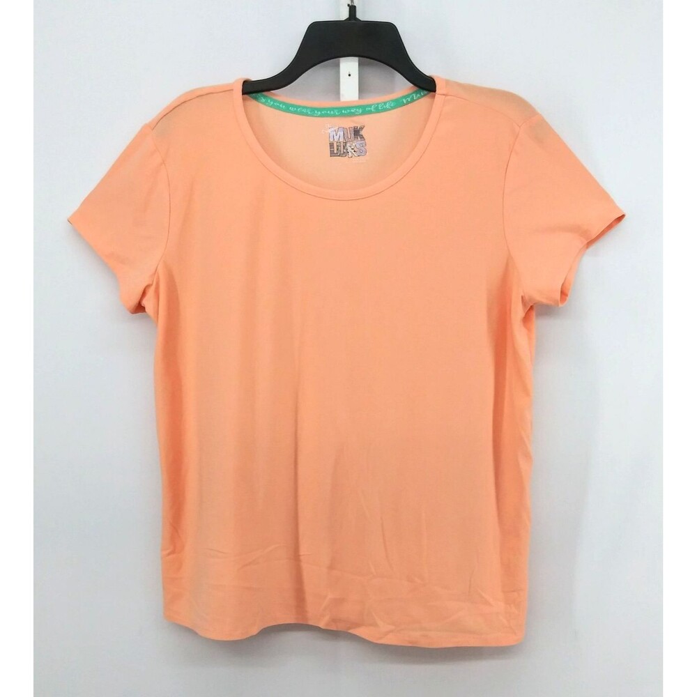 Mukluks Sleep Shirt Women Size L Orange Short Sleeve Round Neck Casual Top